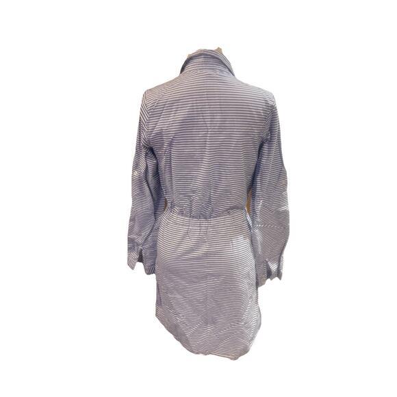 Love Fire Shirt Dress Womens Medium Blue and White Striped Half Way Up Buttons - Picture 5 of 8